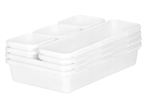 Moduliuojamas stalo įrankių dėžučių rinkinys, 8 dalių (baltas)