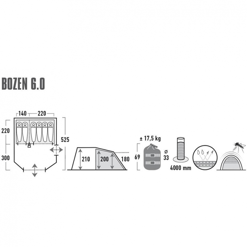 High Peak Bozen 6.0 pilkai žalia 11837