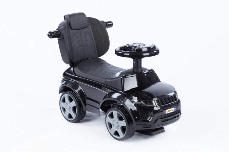 Važiuojamas automobilis su rankena - 614R - guminiai ratai - JUODA **