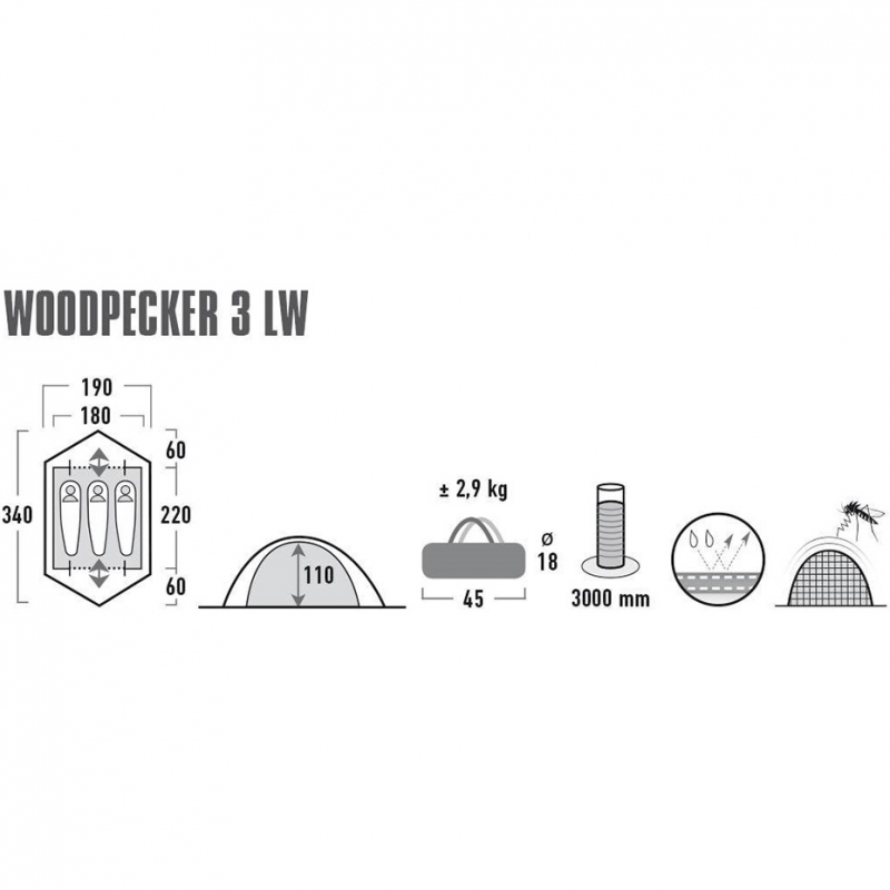 High Peak Woodpecker 3 Lw Palapinė