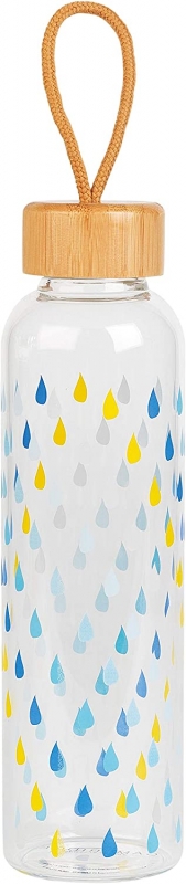 Cambridge Cm06991 Raindrops Stiklinis Butelis 550Ml Su Bambukiniu Dangteliu