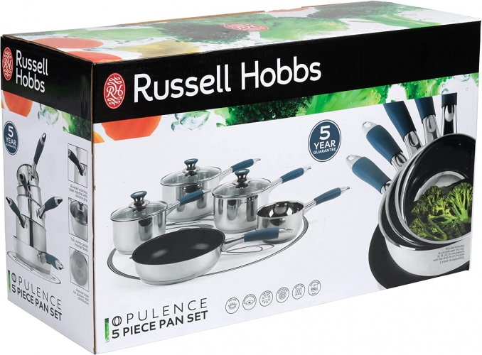 Russell Hobbs Rh01179Eu Opulence 5 Dalių Puodų Ir Keptuvių Rinkinys Tamsiai Mėlynos Spalvos Rankenos