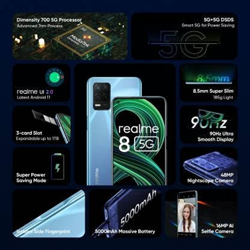 Realme 8 5G Dual 4+64Gb Supersonic Blue (Rmx3241)