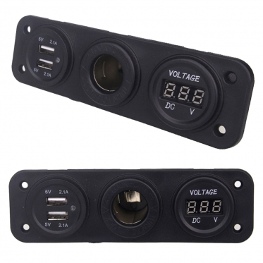 12 V lizdas su 2 USB jungtimis automobiliui, 15 x 4,5 x 5,5 cm