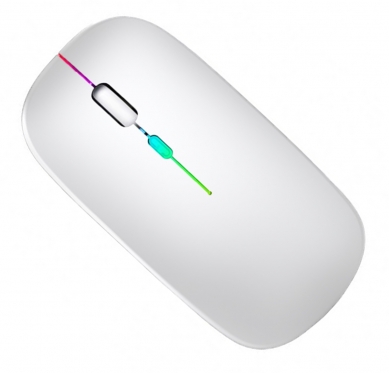 Optinė belaidė kompiuterio pelė su LED apšvietimu, 11 x 6 x 2,5 cm (balta)