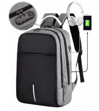 Kuprinė nešiojamam kompiuteriui, 42 x 28 x 15 cm (pilka, juoda)