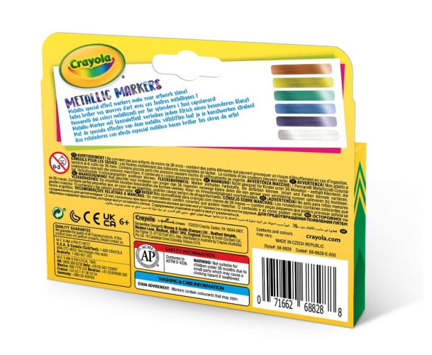 Crayola Žymekliai Metallic, 6 Vnt.
