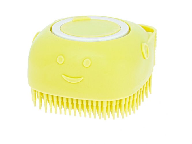 Silikoninis Šepetys Šunų Ir Kačių Plovimui Geltonas