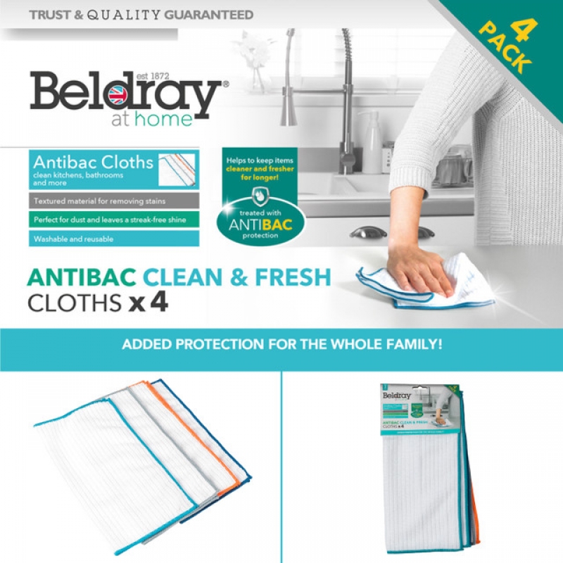 Šluostės Beldray La077677Ufeu7 Antibac Clean And Fresh Cloths X 4