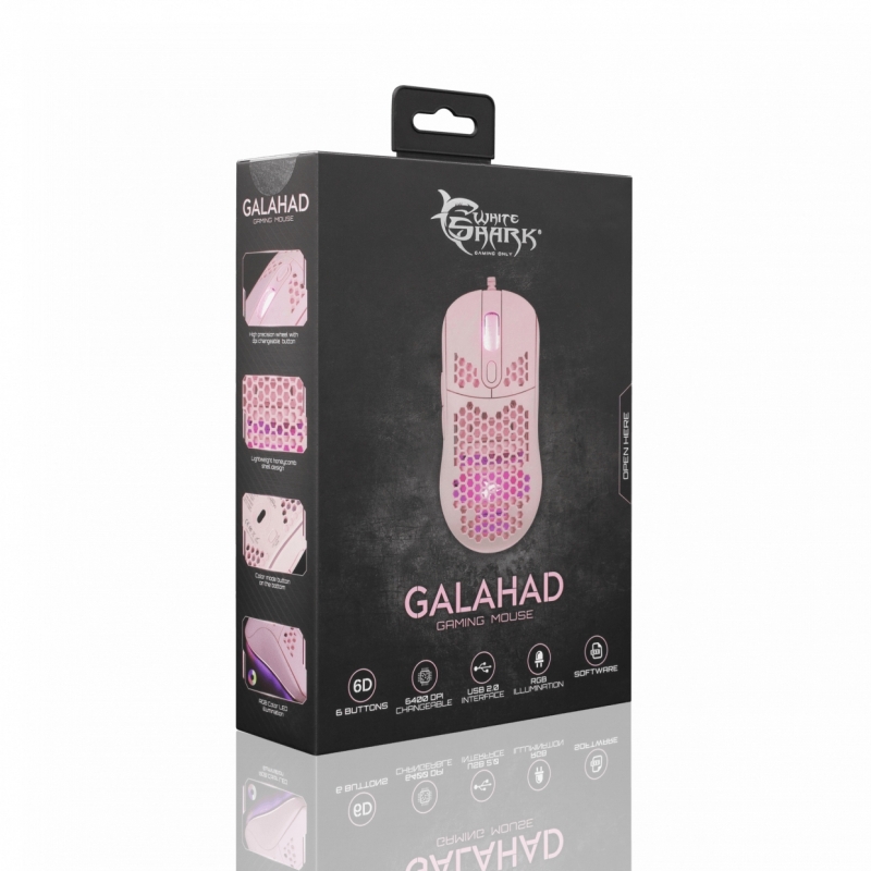 Pelė White Shark Galahad-P Gaming Mouse Gm-5007 Pink