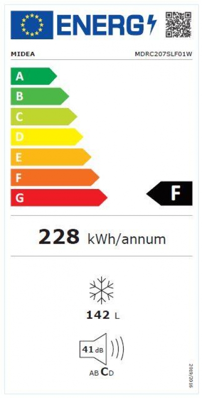 Šaldiklis Midea Mdrc207Slf01G (Mcf150W), Baltas