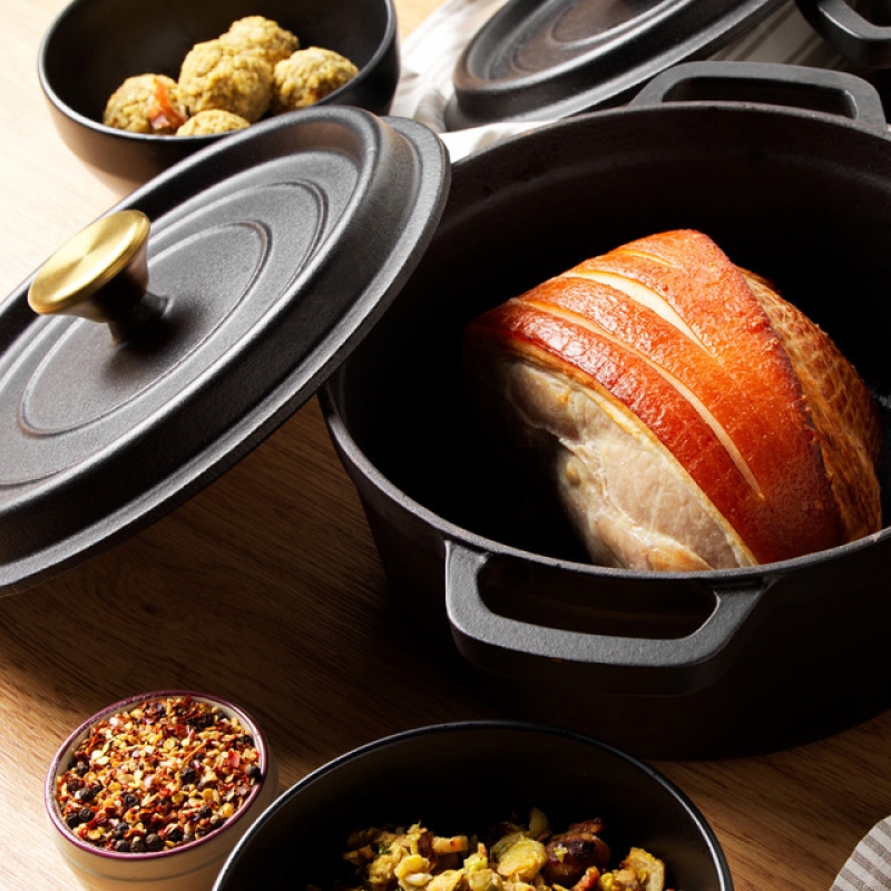 Pans Russell Hobbs Rh02524Beu7 Cast Iron Stockpot, 24Cm Black