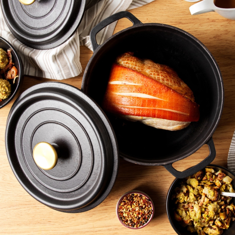 Pans Russell Hobbs Rh02524Beu7 Cast Iron Stockpot, 24Cm Black