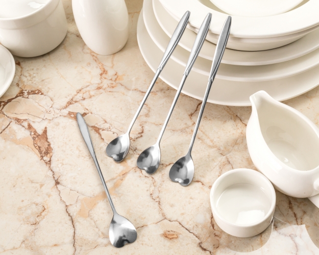 Širdelės Formos Šaukšteliai, Sidabriniai, 4Vnt.