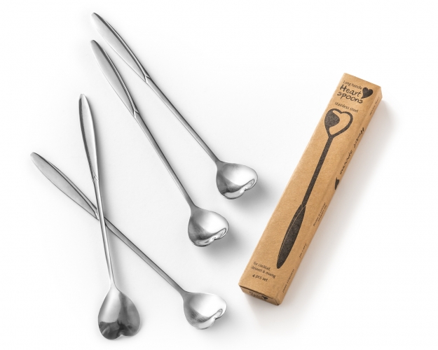 Širdelės Formos Šaukšteliai, Sidabriniai, 4Vnt.