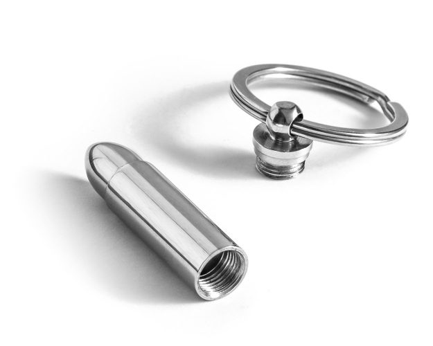 Kulkos Raktų Pakabukas Su Paslėpta Dėtuve, Sidabrinis