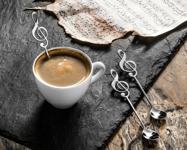 Muzikiniai Arbatos Šaukšteliai, 3 Vnt, Sidabriniai