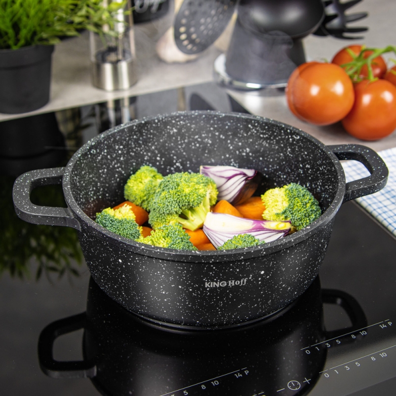 Puodas Su Marmurine Danga, Ø16 cm 1,3 L Juodas Kinghoff