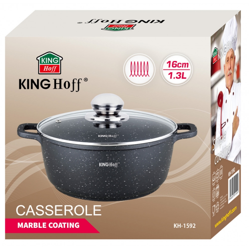 Puodas Su Marmurine Danga, Ø16 cm 1,3 L Juodas Kinghoff