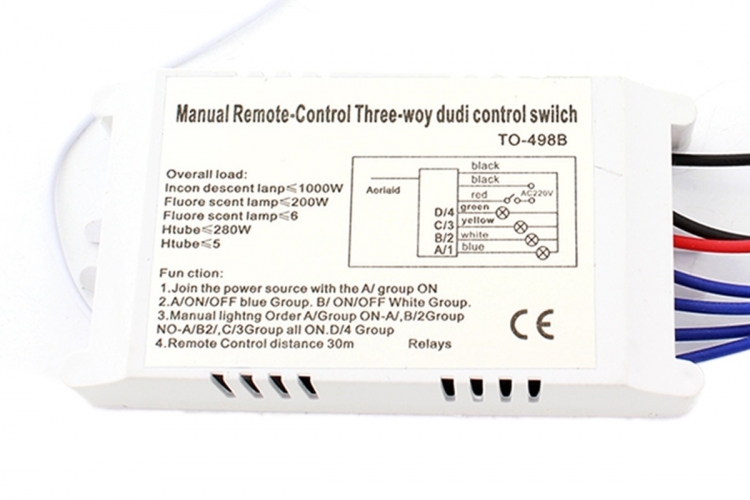 Belaidžio Apšvietimo Jungiklis 230V, 4 Kanalai