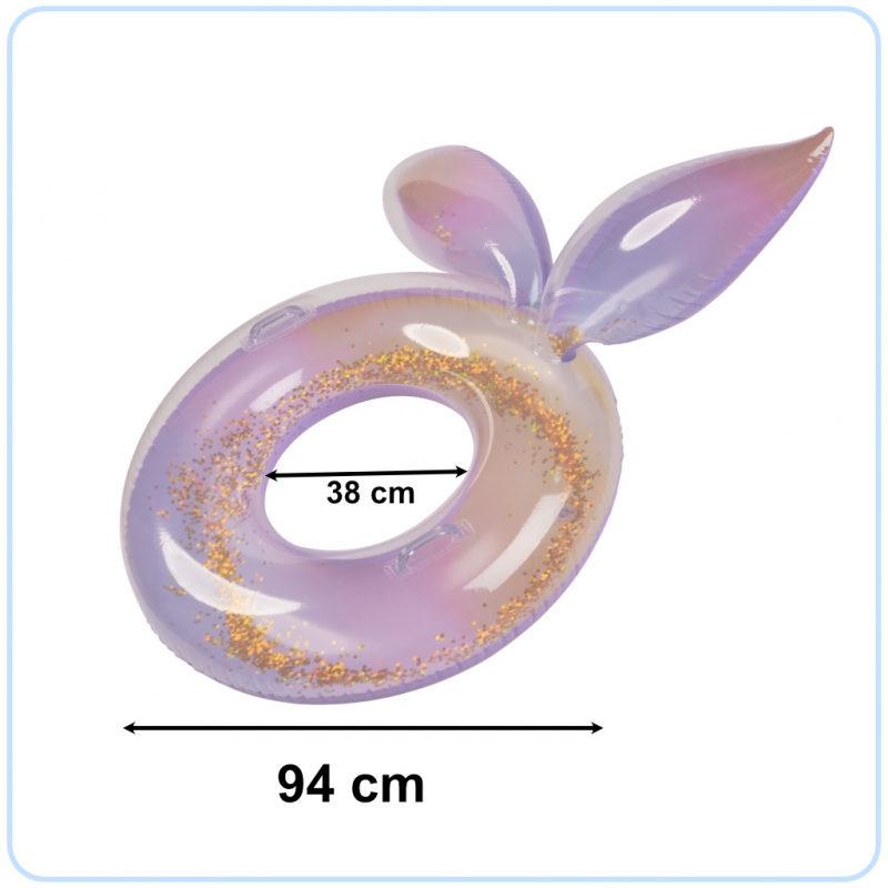 Pripučiamas Undinėlės Ratas Su Blizgučiais, Violetinis/skaidrus
