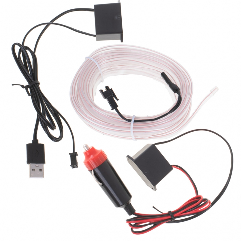 Led Aplinkos Apšvietimas Automobiliui / Automobilio Usb / 12 V Juosta 5 M Baltas