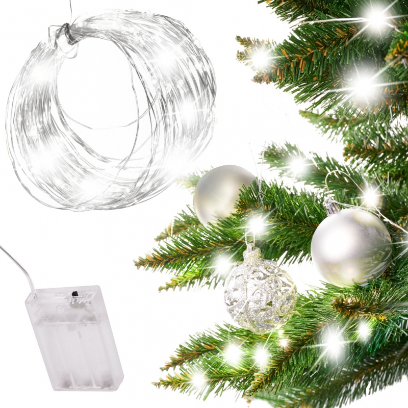 Led Girlianda, 5 M, 50 Led, Šaltai Balta