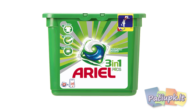 Ariel 3in1 Mountain Spring kapsulės 23 vnt.