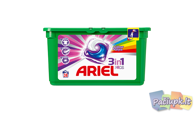 Ariel kapsulės 3in1 Color 38 vnt.