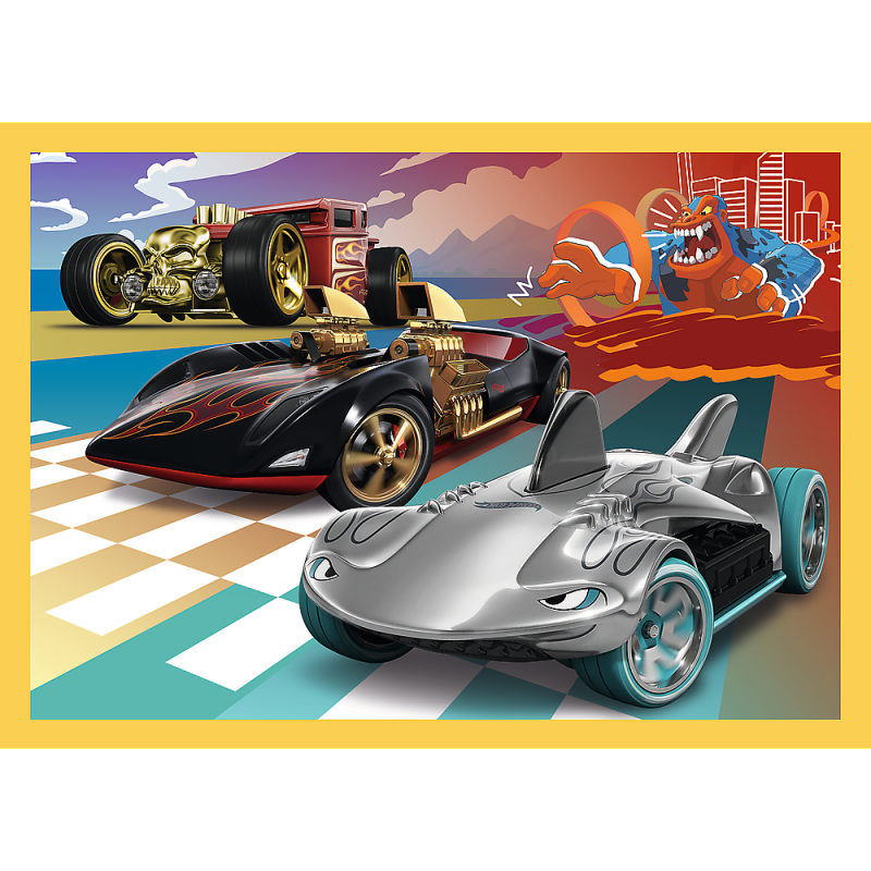 Trefl Hot Wheels 4 Dėlionių Rinkinys