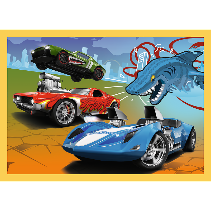 Trefl Hot Wheels 4 Dėlionių Rinkinys