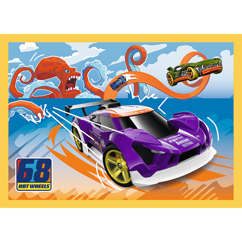 Trefl Hot Wheels 4 Dėlionių Rinkinys