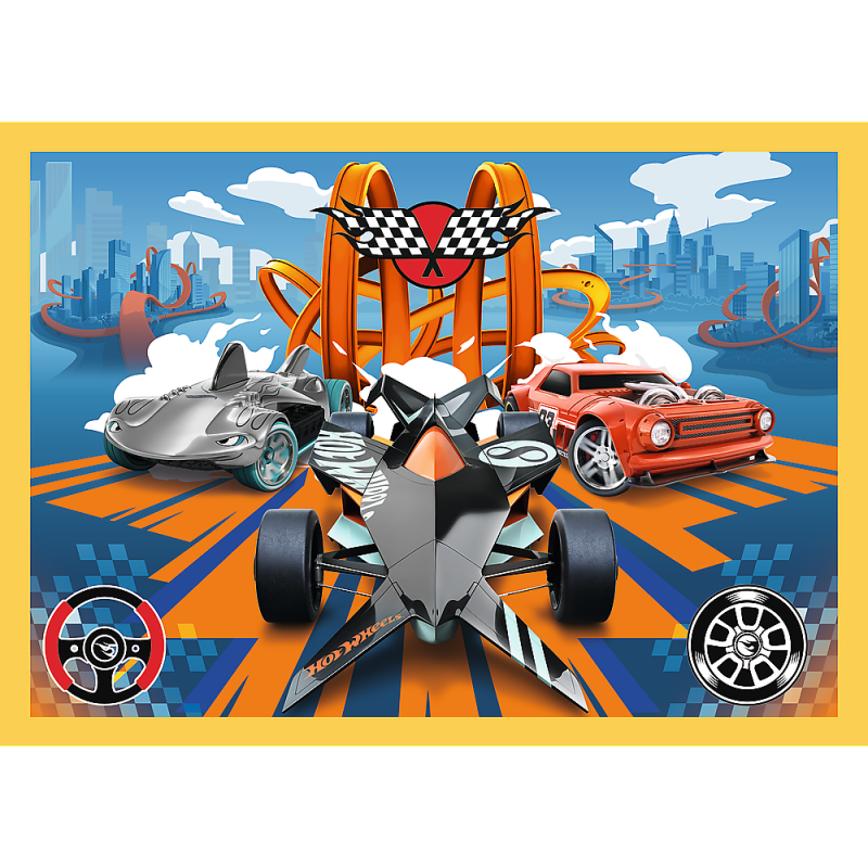 Trefl Hot Wheels 4 Dėlionių Rinkinys