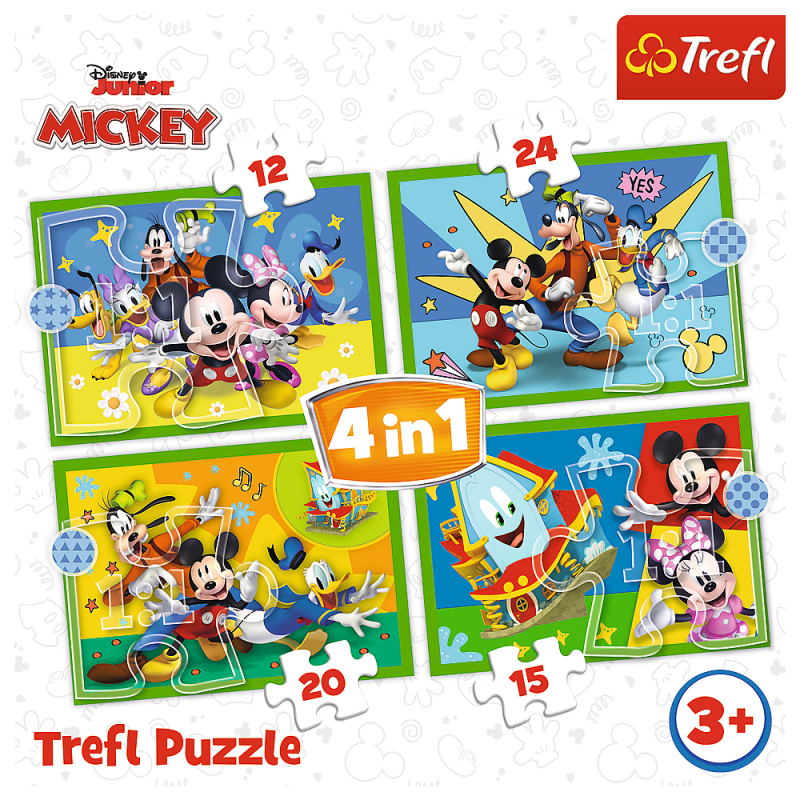 Trefl Mickey Mouse 12+15+20+24 Dėlionių Rinkinys Peliukas Mikis