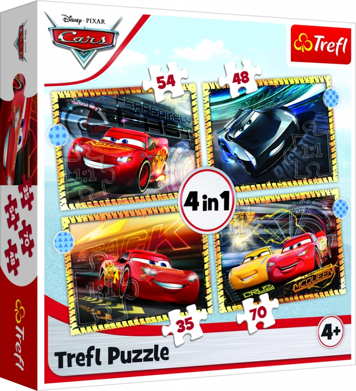 Trefl Cars 4 Dėlionių Rinkinys Ratai´