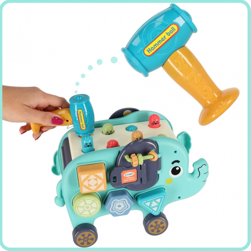Interaktyvus Montessori Dramblių Rūšiuotuvas 26Cm Plaktukas