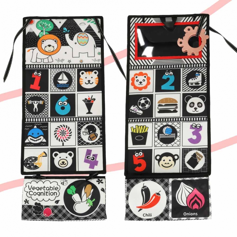 Kontrastinis Jutiminis Kilimėlis Knygelė Vaikiškai Lovytei Su Veidrodėliu