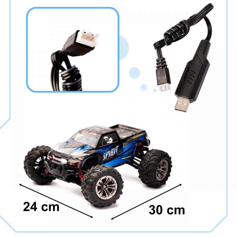 Rc Automobilis Q901 Bešepetėlinis 1:16 2.4G 4Ch 52Km/h Mėlynas