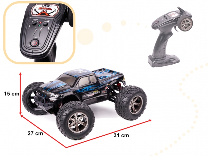 Rc Monster Truck 1:12 2.4Ghz X9115 Blue Improved Versija