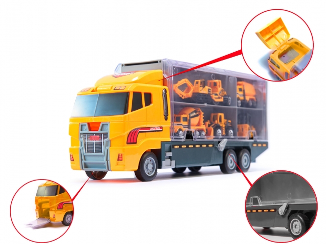 Transporterio Sunkvežimis Tir Paleidimo Įrenginys + Metaliniai Automobiliai Statybinės Mašinos