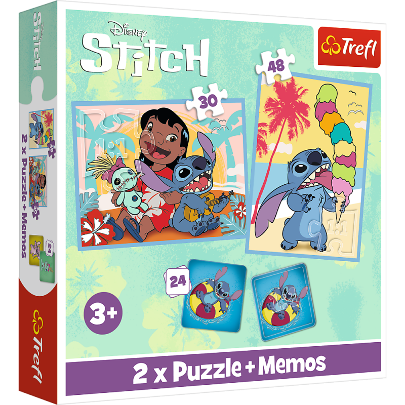 Trefl Stitch 30+ 48+ 24 Memo Kortelės Dėlionė-Žaidimas