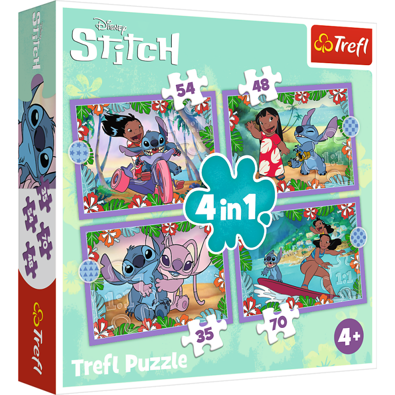 Trefl Stitch 4 Dėlionių Rinkinys Lilo And Stitch