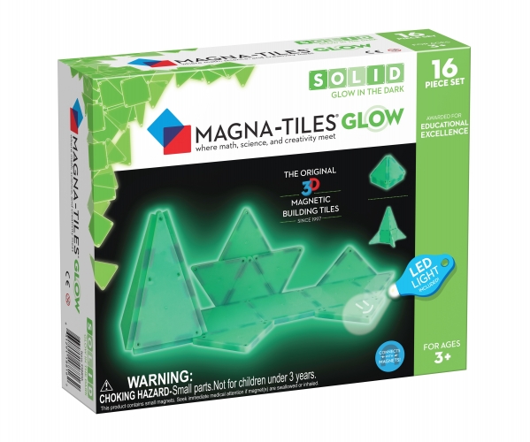 Magna-Tiles Magnetinis Šviečiantis Konstruktorius, 16 Det.