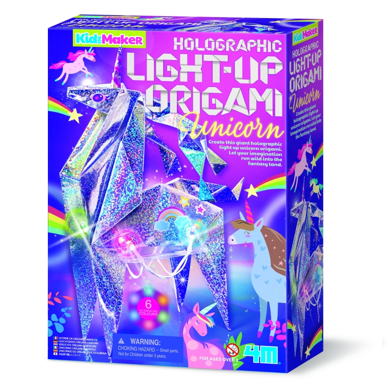 4M Kidzmaker Kūrybinis Rinkinys Šviečiantis Holografinis Origamis: Vienaragis