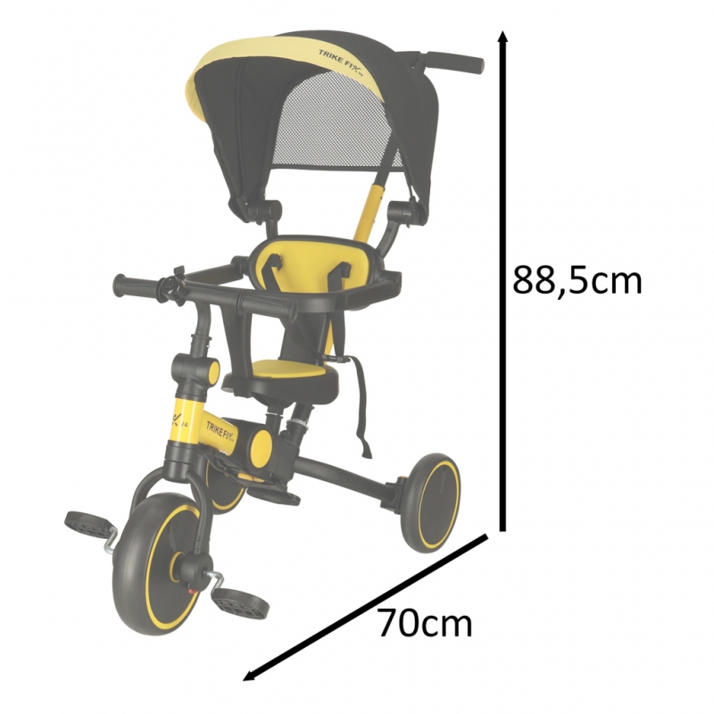 Triratukas Su Stogeliu Trike Fix V4, Geltonas