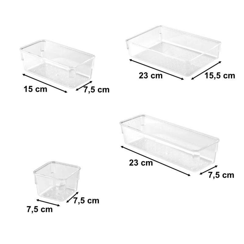 Plastikinės Dėžutės 4 Dydžiai, 25 Vnt.