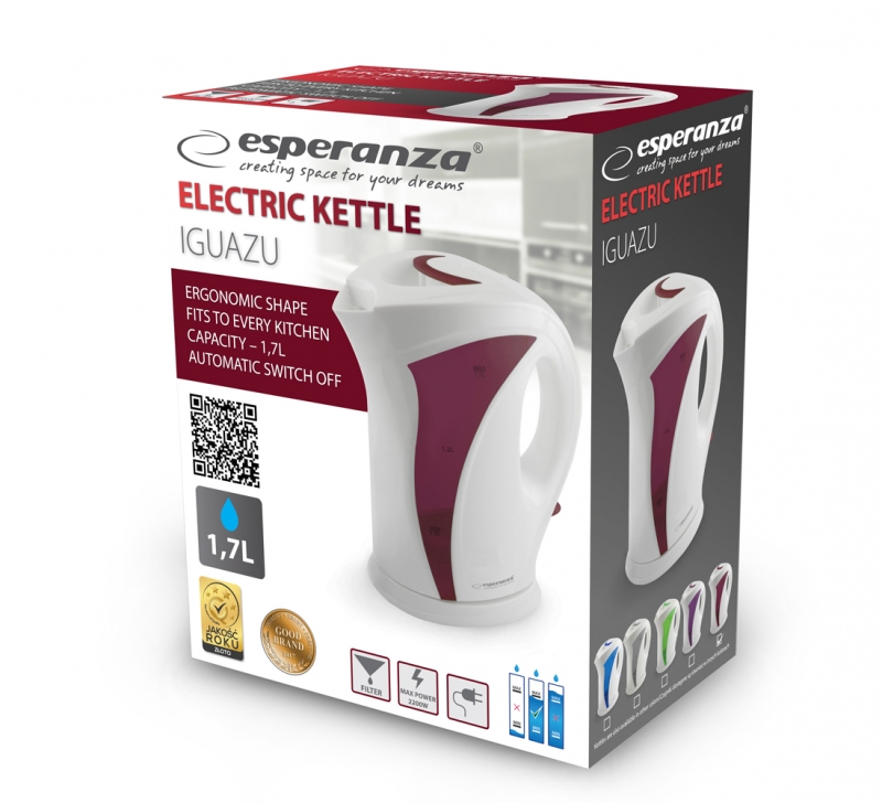 Elektrinis Virdulys Esperanza, 1,7 l, 2200 W