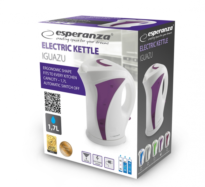 Elektrinis Virdulys Esperanza, 1,7 l, 2200 W