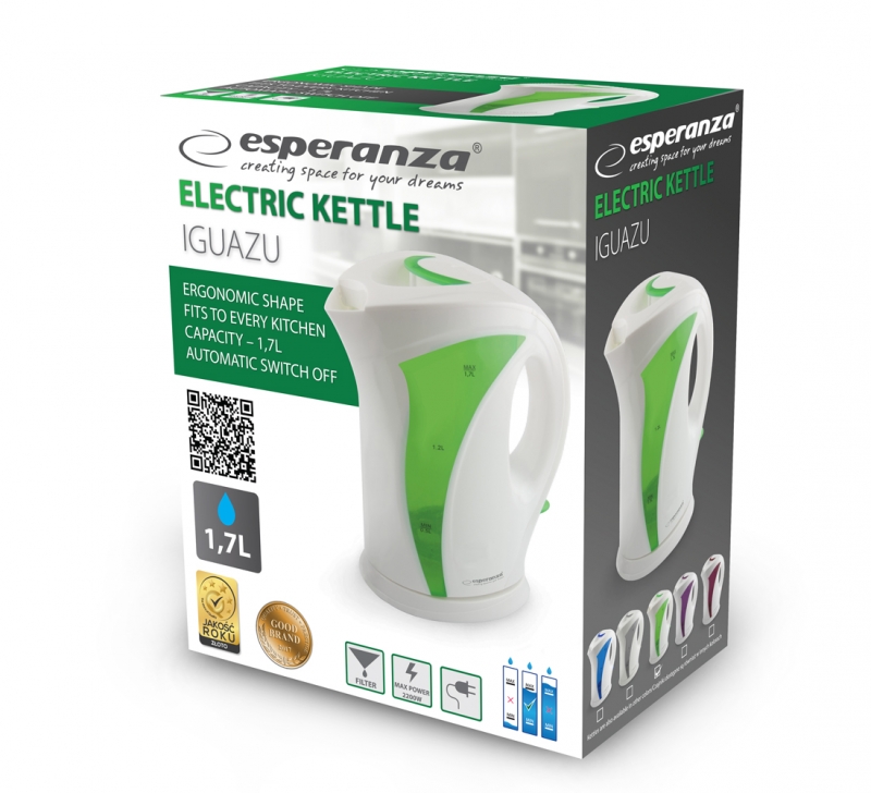 Elektrinis Virdulys Esperanza, 1,7 l, 2200 W