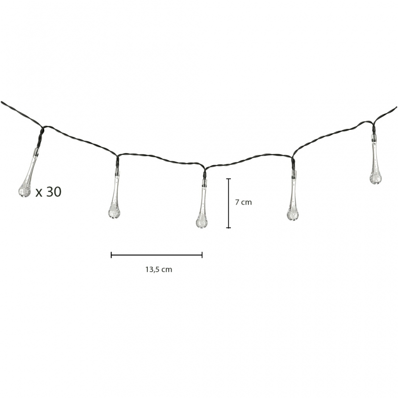 Saulės Įkraunama Sodo Girlianda, 6,5 m, 30 LED, Šiltai Balta